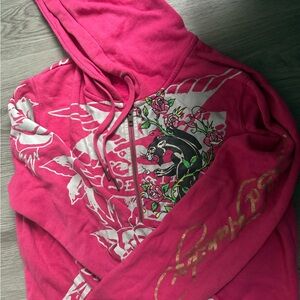 Ed Hardy Pink Bomber Jacket with Graphic Design